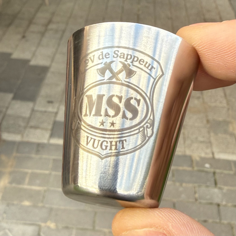 RVS borrelglas 30ml – personaliseerbaar met logo of tekst